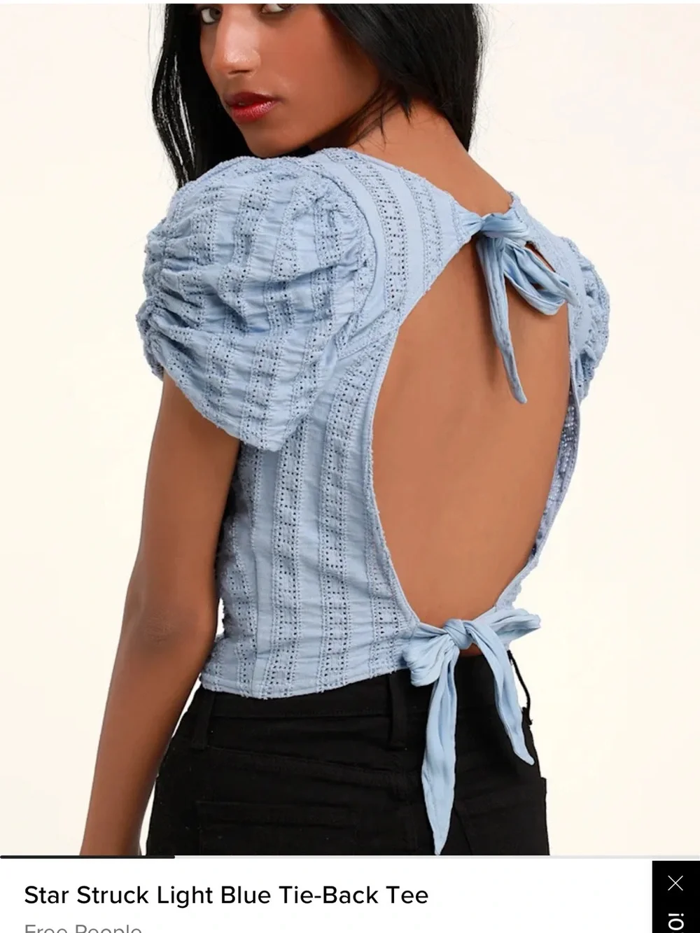 Free People women’s Star Struck Light Blue Tie-Back top